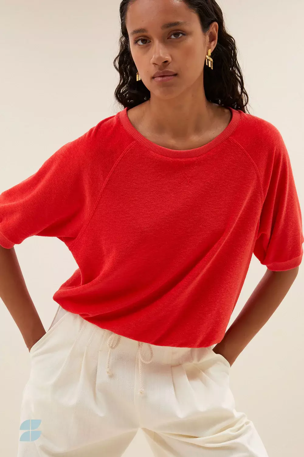 By-Bar Neva Slub Top Poppy Red Pullover Damen rot